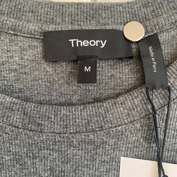 THEORY Melange Gray 3/4 Sleeve Knit Sheath Dress Style#L0224629 - Picture 2 of 9
